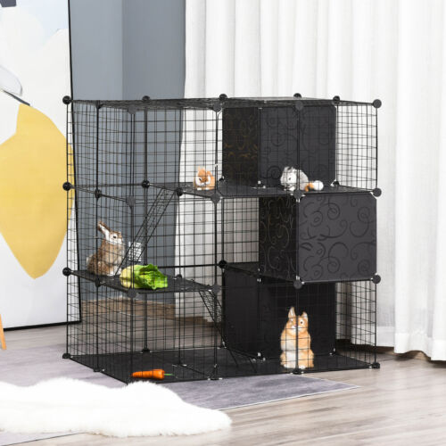 Indoor Cage for Small Animals w/ Storage 41.25&quot; L x 27.5&quot; W x 41.25&quot; H, Black 842525170994