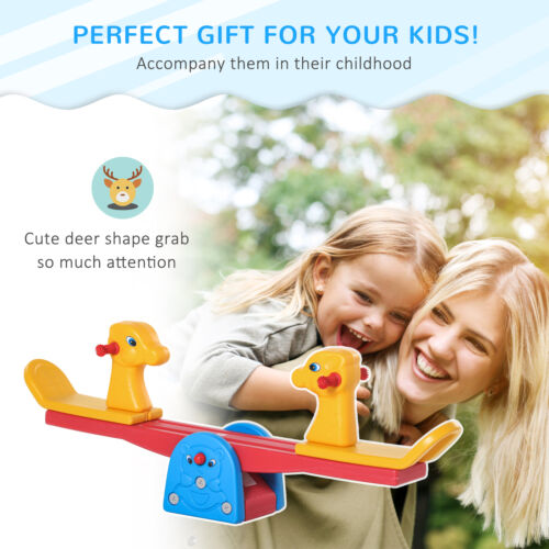 Kids Seesaw Safe Teeter Totter 2 Seats w/ Easy-Grip Handles Indoor Outdoor