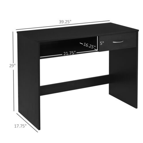 HOMCOM Writing Study Desk with Drawer &amp; Storage Shelf for Home Office, Study