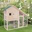 2-tier Wood Backyard Bunny Cage Small Animal House Ramp and Outdoor Run Enclosed