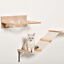 Cat Tree 4pc Pet Mounted Shelf Set, Feed Bowl, Climbing Hammock, Shelves, Beige 196393066652