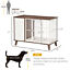 Wooden Dog Crate with Surface, Stylish Pet Kennel, Magnetic Doors, Brown 196393066522