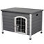 Wooden Dog Cage Kennel Lockable Door Small Animal House w/ Openable Top Gray 842525114547