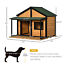 Outdoor Wooden Raised Cabin Dog House w/ Porch, Medium/Large, 53 Lbs., Yellow 196393161319