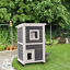 Outdoor Wooden 2-Floor Cat Condo Pet House Kitten Shelter w/ Wheels - Gray 196393255735