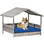 Elevated Wicker Dog House, Raised Rattan Pet Bed Cabana w/ Cushion, Canopy, Blue 196393070796