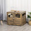 Wooden Dog Crate with Surface, Stylish Pet Kennel, Magnetic Doors, Brown 196393066485