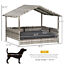 Elevated Wicker Dog House, Raised Rattan Pet Bed Cabana w/ Cushion, Canopy, Grey 196393070789