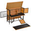 Bunny Cage w/ Slide-Out Tray Run Area Lockable Doors for Small Animals, Fir Wood