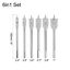 6 Piece Deep Hex Shank Extra Long  Flat Spade Drill Bit Set Kit for Wood Boring