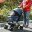 Pet Stroller Foldable Travel Dog Cat Carriage w/ Reversible Handle Brake Basket