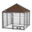 Outdoor Dog House Kennel with Canopy Top &amp; Secure Lock Rotating Bowl Holder 196393260210