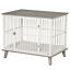 Wooden Dog Crate with Surface, Stylish Pet Kennel, Magnetic Doors, Grey 196393066478