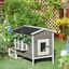 Wood Luxury Raised Outdoor Indoor Dog Cage Cat House with Balcony Grey 842525131209