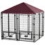 Dog House Kennel Outdoor, w/ Oxford Roof, w/ Secure Lock, Rotating Bowl Holders