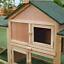 Big Rabbit Cage W/ Double Ramp, Weatherproof Wood Rabbit Hutch, Natural 842525143639