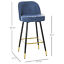 Set of 2 Upholstered Barstools Fabric Bar Chairs with Gold-Capped Steel Legs