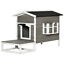 Wood Luxury Raised Outdoor Indoor Dog Cage Cat House with Balcony Grey 842525131209