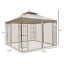 Gazebo 10&apos; x 10&apos; Steel Outdoor Garden Gazebo with Mesh Curtains - Brown