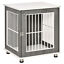 Wooden Dog Crate with Surface, Stylish Pet Kennel, Magnetic Doors, Grey 196393066553