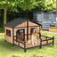 Wooden Elevated Backyard All Weather Rustic Log Cabin Pet Dog House Kit 842525131193