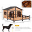 Wooden Elevated Backyard All Weather Rustic Log Cabin Pet Dog House Kit 842525131193