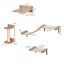 Cat Tree 4pc Pet Mounted Shelf Set, Feed Bowl, Climbing Hammock, Shelves, Beige 196393066652