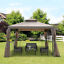 Gazebo 10&apos; x 10&apos; Steel Outdoor Garden Gazebo with Mesh Curtains - Brown