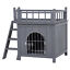 PawHut 2-Story Indoor/Outdoor Wood Cat Dog House Shelter 842525146685