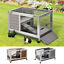 Indoor Rabbit Hutch on Wheels 35.5&quot; Bunny Cage w/ Pull Out Tray Ramp