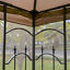 Gazebo 10&apos; x 10&apos; Steel Outdoor Garden Gazebo with Mesh Curtains - Brown