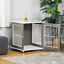 Wooden Dog Crate with Surface, Stylish Pet Kennel, Magnetic Doors, Grey 196393066553