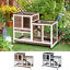 Indoor Rabbit Hutch Bunny Cage with Run Pull Out Tray Casters Ramp