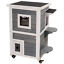 Outdoor Wooden 2-Floor Cat Condo Pet House Kitten Shelter w/ Wheels - Gray 196393255735