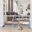 72&quot; Extra Wide Freestanding Pets Gate, No-Mount Adjustable Barrier, Blue-grey 196393066614