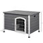 Wooden Dog Cage Kennel Lockable Door Small Animal House w/ Openable Top Gray 842525114547