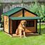 Outdoor Wooden Raised Cabin Dog House w/ Porch, Medium/Large, 53 Lbs., Yellow 196393161319