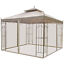 Gazebo 10&apos; x 10&apos; Steel Outdoor Garden Gazebo with Mesh Curtains - Brown