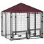 Dog House Kennel Outdoor, w/ Oxford Roof, w/ Secure Lock, Rotating Bowl Holders