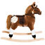 Kid Plush Rocking Horse Ride-on Baby Girl Toy Pony w/ Realistic Sound Brown