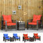 3 PCS Patio Wicker Coffee Table Set Conversation Bistro Furniture w/ Cushion