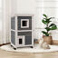 Outdoor Wooden 2-Floor Cat Condo Pet House Kitten Shelter w/ Wheels - Gray 196393255735