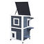 Outdoor Solid Wood 2-Floor Cat Condo Pet House Kitten Shelter with Window - Gray 842525142892