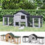 Fir Wood Bunny Hutch w/ Slide out Tray Ramps Asphalt Roof  for Outdoor Use