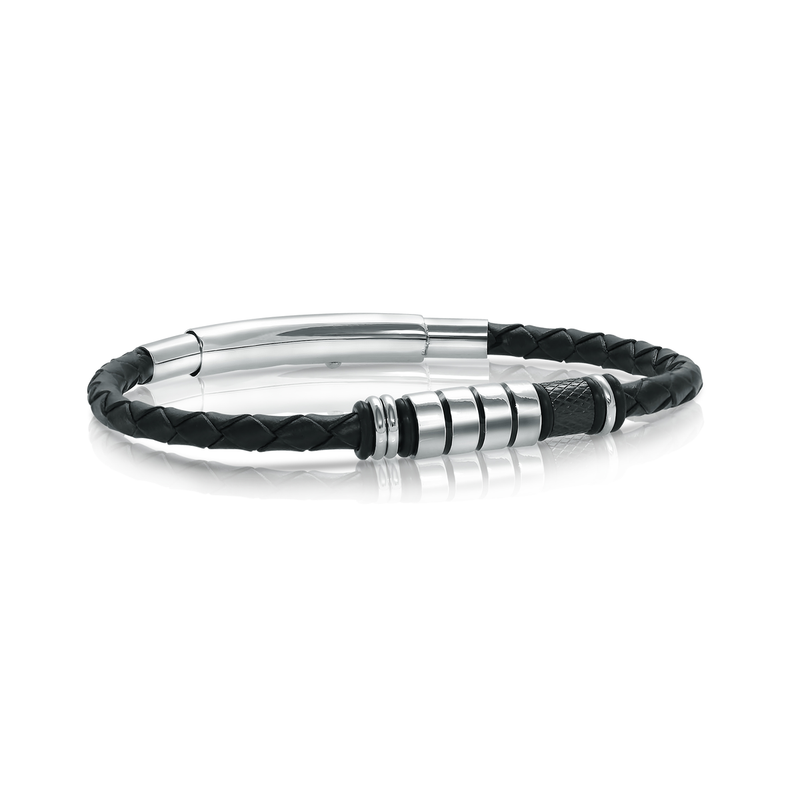 Italgem Steel Tribu Leather Bracelet