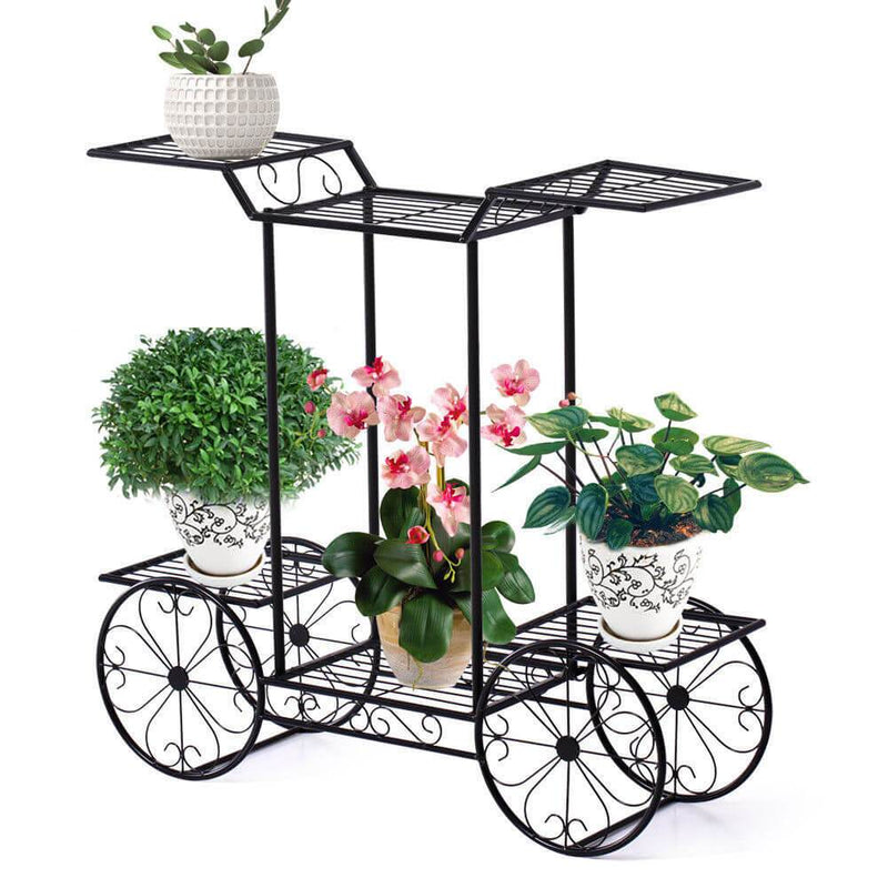 Levede Metal Plant Stand 6 Plant Pots Flower Planter D?cor Corner Shelf Black